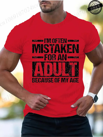 Men's Summer T-Shirts I’m Often Mistaken for An Adult Because of My Age Graphic Tshirts Funny Adulting Quote Shirt Design Tops