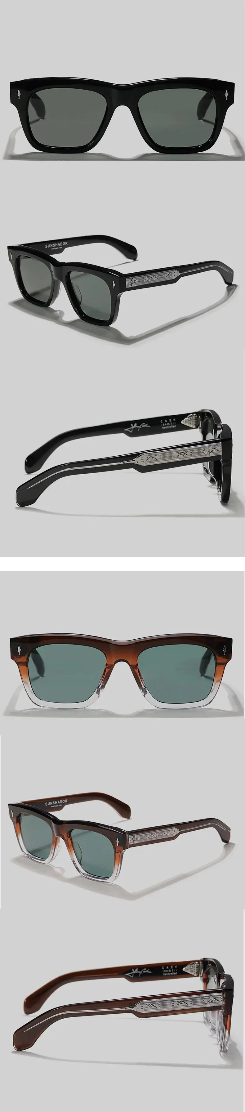 Sunglasses for Men Women Top-quality Handmade Square Acetate SCASH Luxury Brand Designer Outdoor Sports UV400 Trendy SUN GLASSES