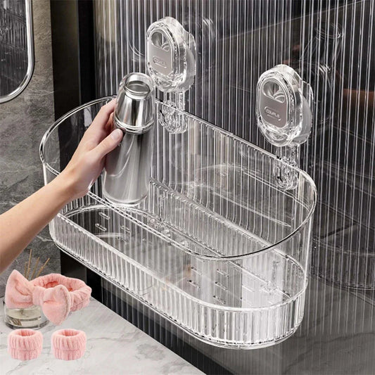 Multi-functional Bathroom Shelf with Suction Cup No Drilling Needed Shower Caddy for Shampoo Conditioner Soap Razors kitchen ﻿