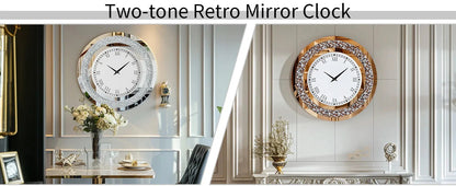 LUVODI 32inch Modern 3D Wall Clock Large Diamond Crystal Living Room Kitchen Bedroom Hall Clock with Roman Numerals