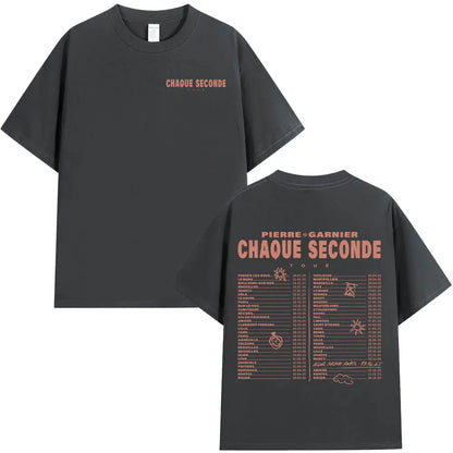Pierre Garnier Chaque Seconde Tour Merch T-shirts Hip Hop Fashion T-shirt Women Men's Clothing Cotton Casual Oversized T Shirts