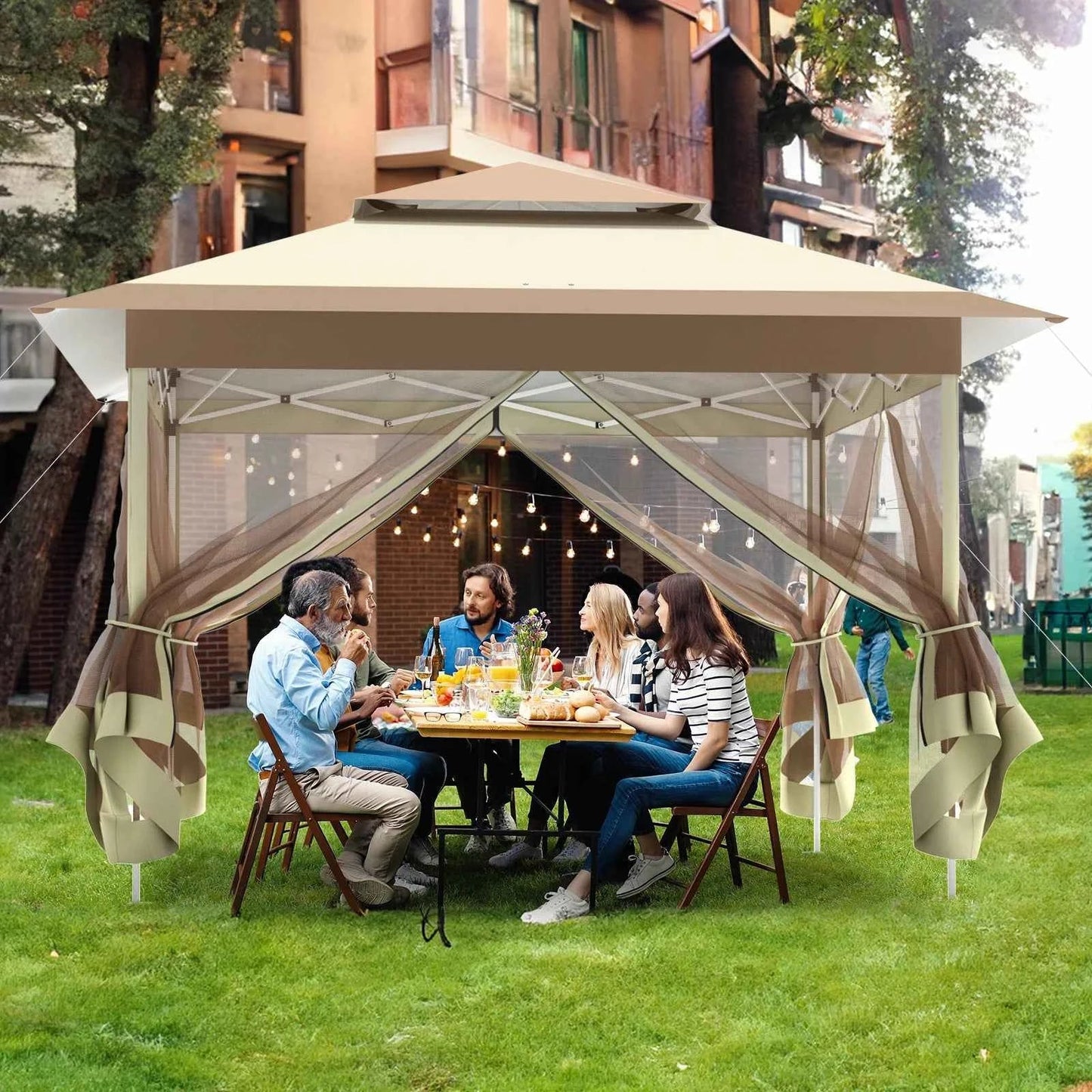 3.3x3.3m Pop-Up Folding Gazebo - Waterproof Garden Tent with Mosquito Netting