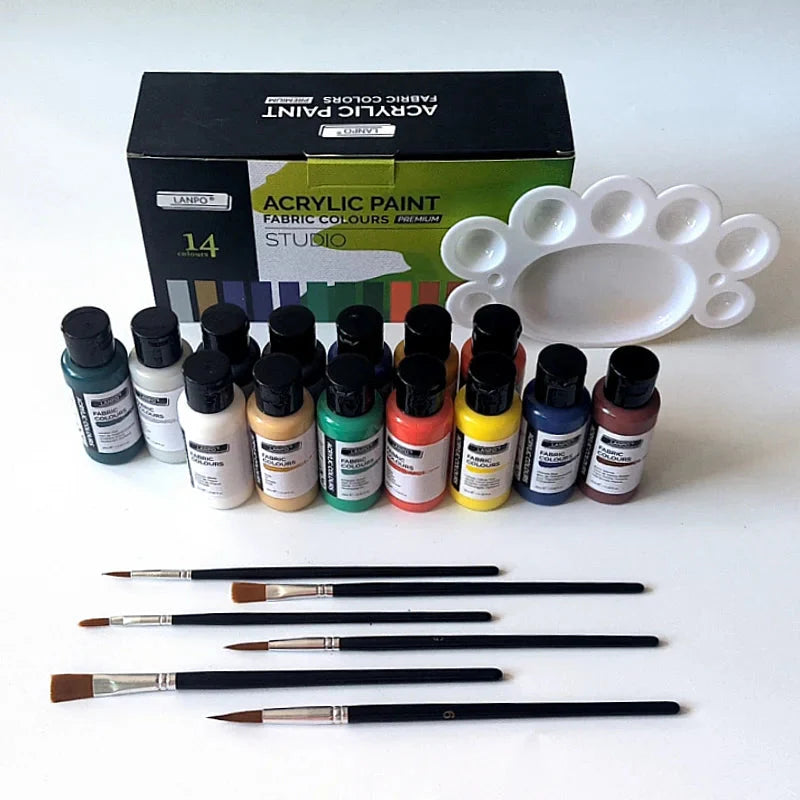14-color /60ml paint set, beginner's art supplies for painting and doodling, paint palette, brush combination