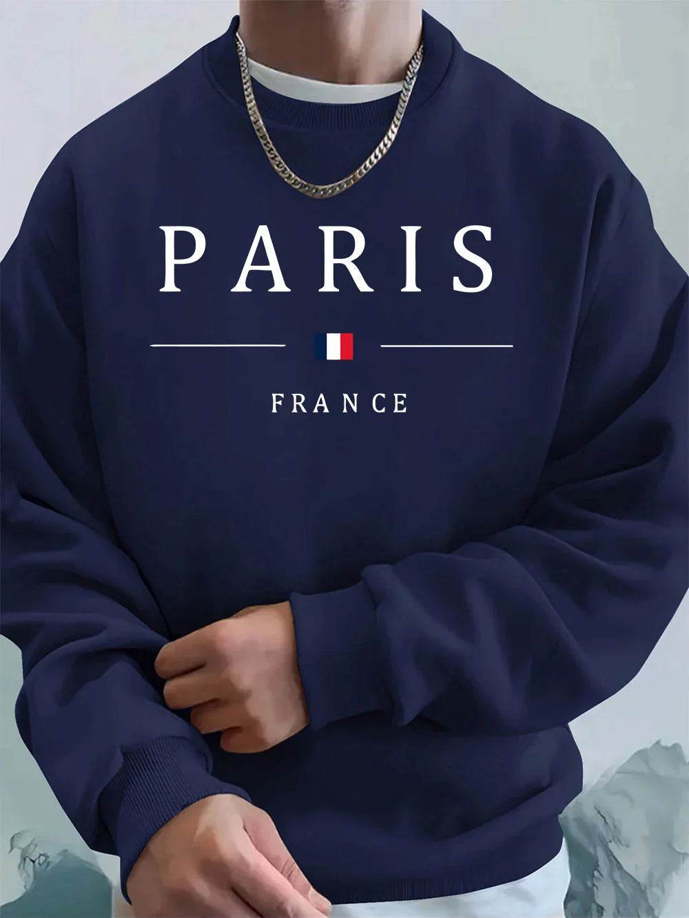 Paris France Flag Printing Men'S Hoodies Autumn Oversize Sweatshirt Hip Hop Crewneck Fleece Warm Streetwear Street Men Clothes