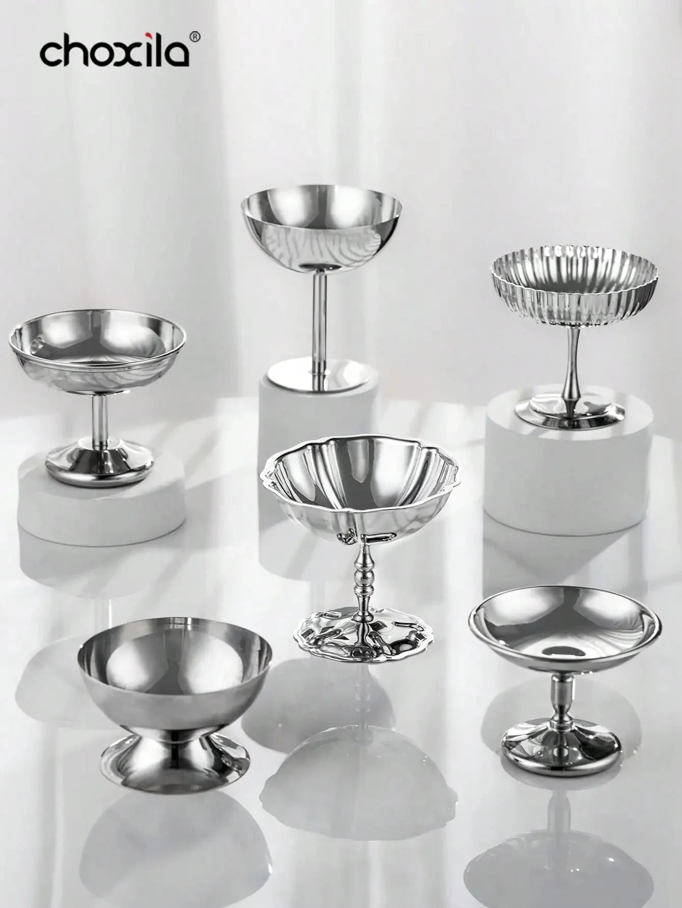 1pc Dessert Plate, Vegetable Bowl, Stainless Steel Ice Cream Cup, Tall Cup, Afternoon Tea Pudding Dessert Cup Cute Plates