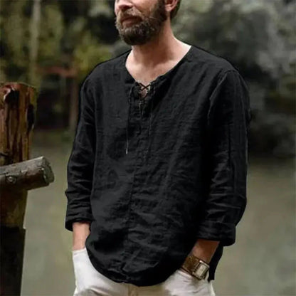 New Spring and Summer Long-sleeved T-shirts for Men's Hot European and American Men's Solid Color Trend