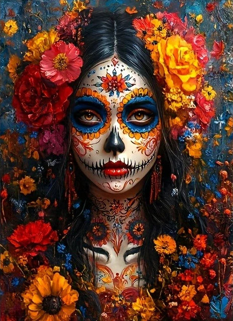 Unique Skull Flower Hair Woman Oil Painting By Number Home Decoration Painting Wall for Bedroom Room Decor Gift Frameless