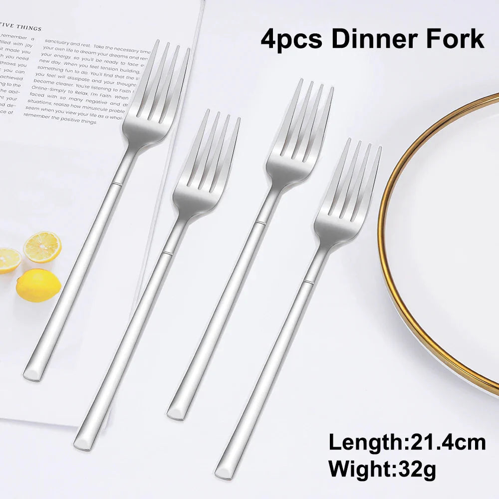 Elegant Thin Silver Cutlery Set - Mirror Polished Stainless Steel Tableware