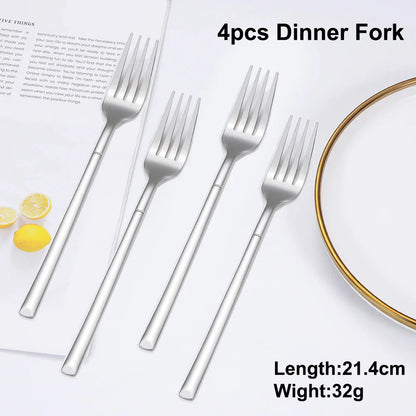 Elegant Thin Silver Cutlery Set - Mirror Polished Stainless Steel Tableware