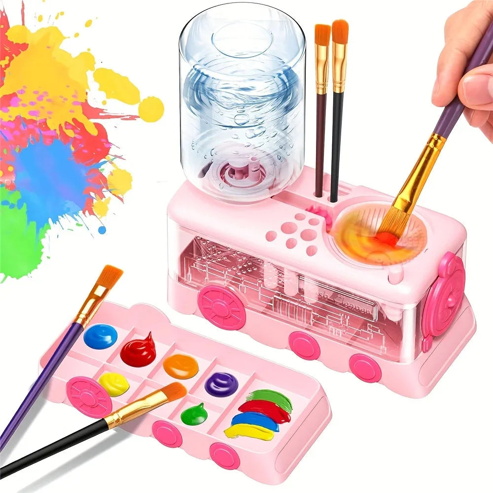 5-in-1 Art Supplies Kit with Water Wheel, Brush Holder & Palette - Watercolor & Acrylic Painting Set for Adults & Students