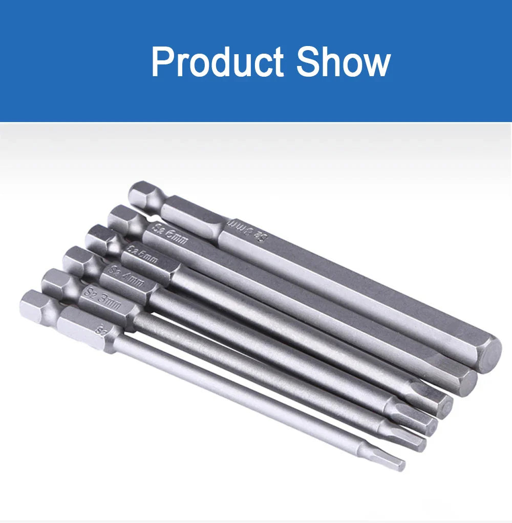 8pcs 100mm Hex Head Allen Wrench Drill Bits Set SAE Metric Allen Electric Hexagonal Bit Screwdriver Socket Bit Power Tool Parts