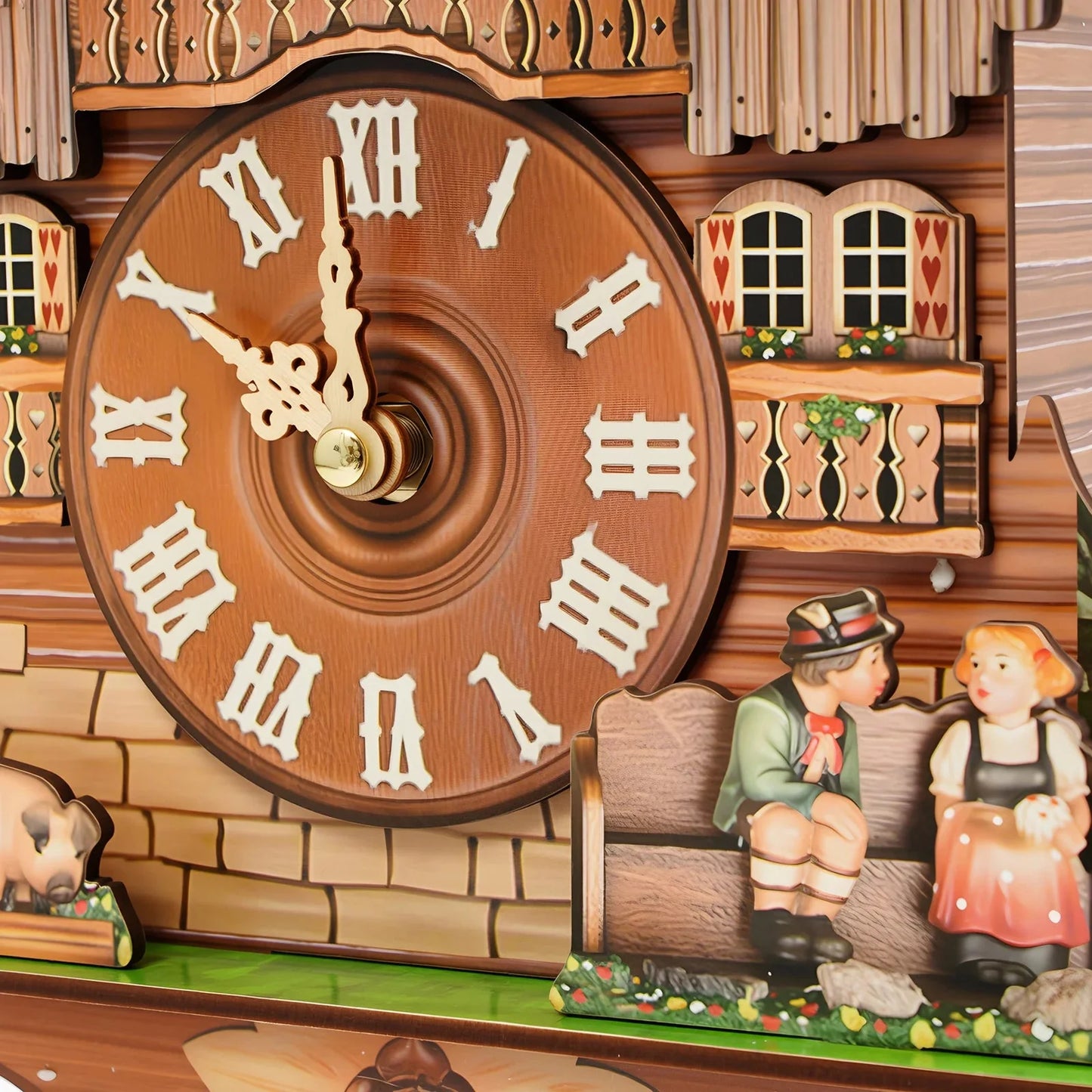 Wall Mount Clock Cuckoo Clock, Wood Cuckoo-Clock 7:00-21:00 Chime Time 25*10*50cm Pointers+Time Scales Display