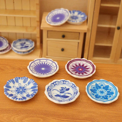 Doll Home Simulation Kitchen Tableware Accessories Dolls House Scene Decor Toy 1:12 Dollhouse Miniature Dining Plates