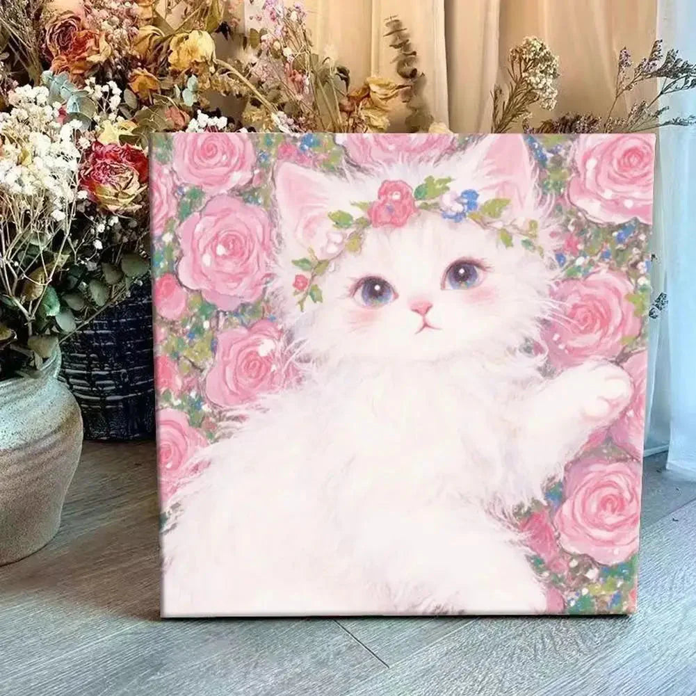 Oil Painting By Number House Tree DIY Digital Oil Painting Scenery Drawing Numbers Adults Kit Cat Handmade Gift Home Decor Gifts