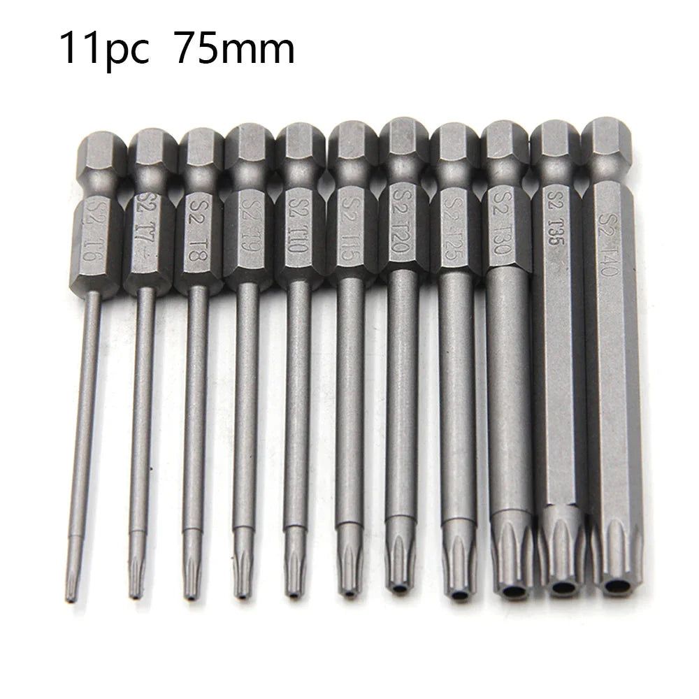 50-75-100mm Hollow Plum Blossom Extended S2 Bit Hexagon Handle Screwdriver Bit Screwdriver Tool Set