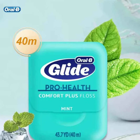 Oral B Glide Plus Floss Ultra Soft Dental Flosser Mint Flavor Comfortable Wide Flat Deep Cleaning Floss 40M