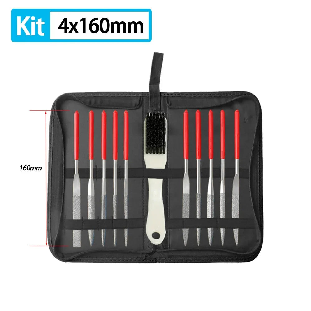 Diamond Mini Needle File Set for Carpentry Jewelry Stone Glass Metal Ceramic Polish Carving DIY Craft Woodworking Hand Tools