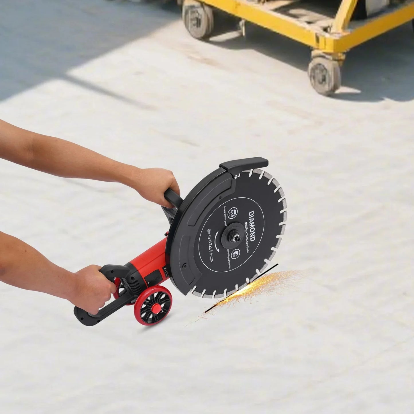 16In 4000W Electric Concrete Saw Brick Cutter Circular Saw Wall Slotting Groving with Saw Blade and Rolling Pulley 3000RPM