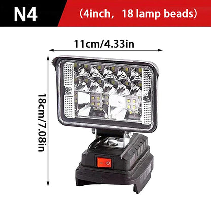 For Dewalt 18V Li-ion Battery LED Work Light 3/4 Inch Flashlight Portable Emergency Flood Lamp Camping Lamp