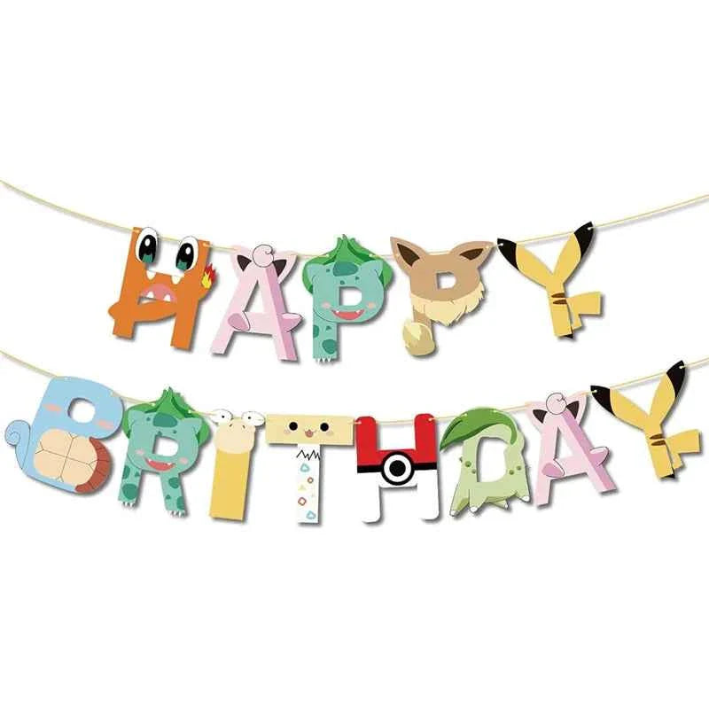 Pokemon Birthday Party Decorations Paper Tableware Plates Napkins Cups Pikachu Birthday Tablecloth Party Supplies Children Gifts