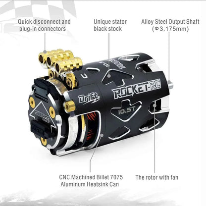 Rocket RC Brushless Motor Thunder 540 Sensored 10.5T 13.5T 3.175 mm Shaft for 1/10 RC Racing Drift Car Parts Surpass Hobby