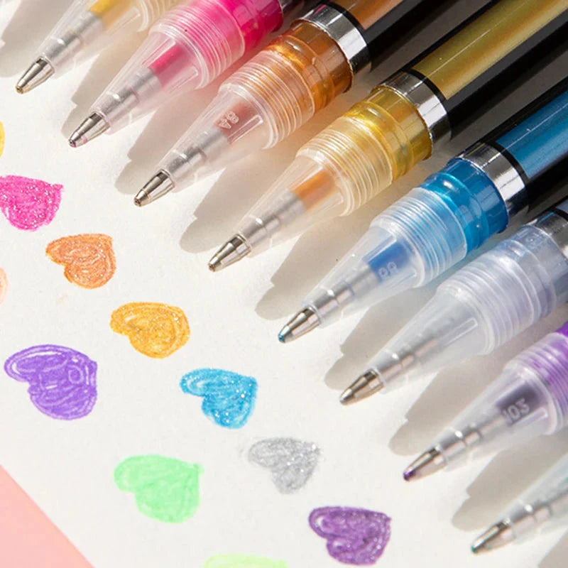Kit 60 Colored Gel Pen Set, Glitter Metallic Pastel Neon Pen 12 24 36 48 Colors