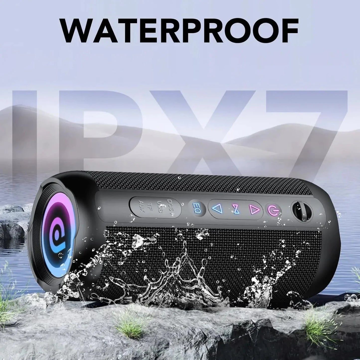 Portable Bluetooth Speaker, Bluetooth 5.4 Speaker, 30W Dual Speaker, Deep Bass, 30H Playtime, 3 EQ Mode, Colorful RGB Lights