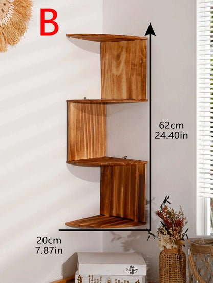 4-Layers Wooden Wall Shelf wood Color Wall Mounted Display Stand Home Organizers Storage Bookshelf Plant Holder Home Appliance