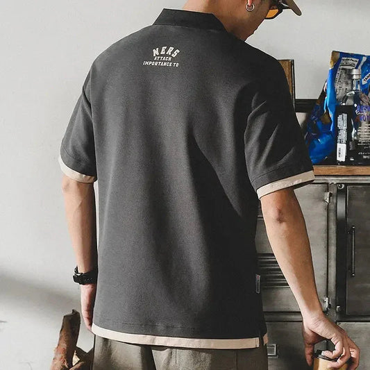 Mens T-shirt Motorcycle Tops Alphabet Polo Shirts Spliced Male with Collar Tee New & Tees Wholesale Short Quarter Sleeve 5xl Hot