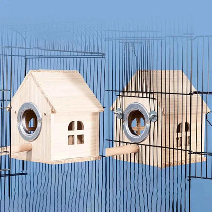 Practical Large Space Wood Bird House Rainproof Hanging Birds Breeding Box Sun Protection Bird Nest For Bird Cage