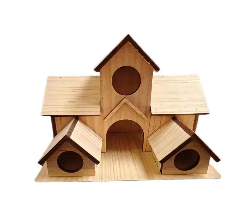 Decorative Wooden Bird House Outdoor Garden Hanging Feeder Villa Nest Natural Solid Wood Waterproof Shelter for Wild Birds