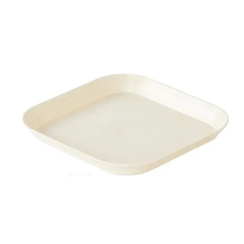 Solid Color Wheat Straw PP Plate Reusable Small Plates Dinner Dish Vegetable Fruit Cake Snacks Plate Tableware Home Supplies