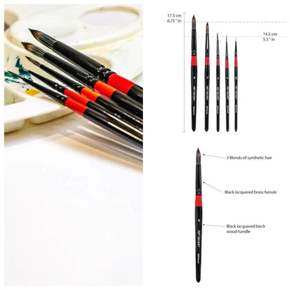 Artsecret Round Drawing Brush Set Professional Synthetic Hair Oil Watercolor Acrylic Paint Brushes Painting Art Supplies 800R