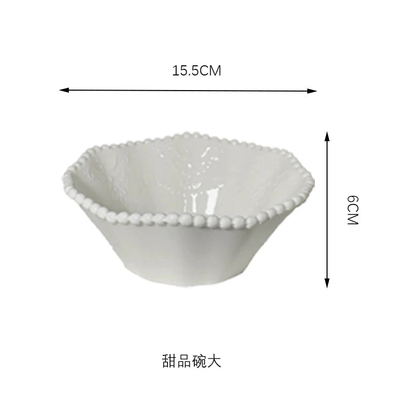 Ceramic Pearl Plates & Bowls Set - Practical Breakfast Tableware, Perfect for Modern Home Dining & Daily Use