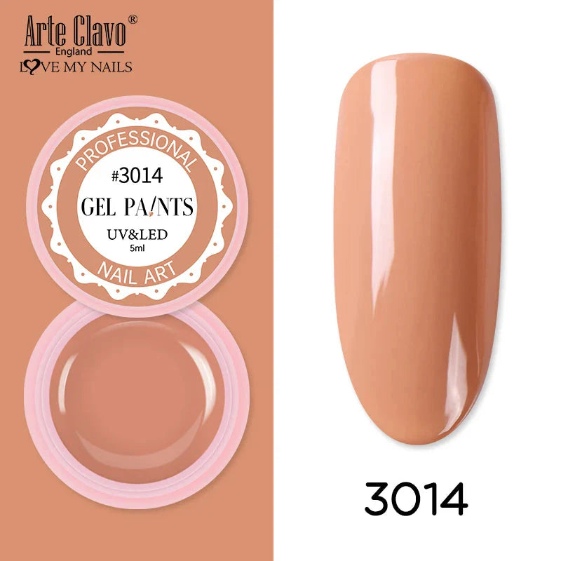 Arte Clavo Painting Gel 72 Colors 5ml Professional Nail Paint Color Gel Polish For Nail Art UV Gel Lacquer Gel Top Coat Manicure