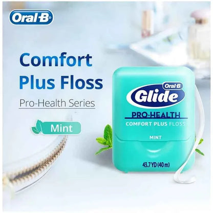 Oral B Glide Plus Floss Ultra Soft Dental Flosser Mint Flavor Comfortable Wide Flat Deep Cleaning Floss 40M