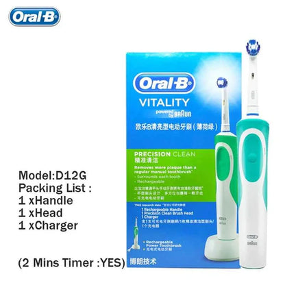 Oral B D12 Vitality Electric Toothbrush Rechargeable Sonic Tooth Brush Soft Bristle Inductive Charging Remove Plaque for Adult