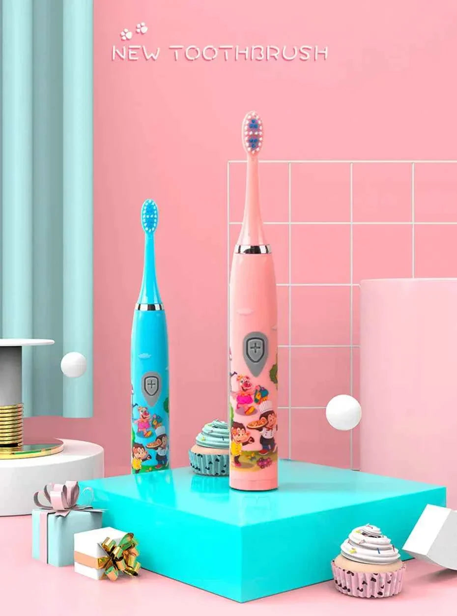Children Electric Toothbrush USB Rechargeable Colorful Cartoon Brush Ultrasonic Smart Timer Soft Hair Tooth Brush Oral Cleaning