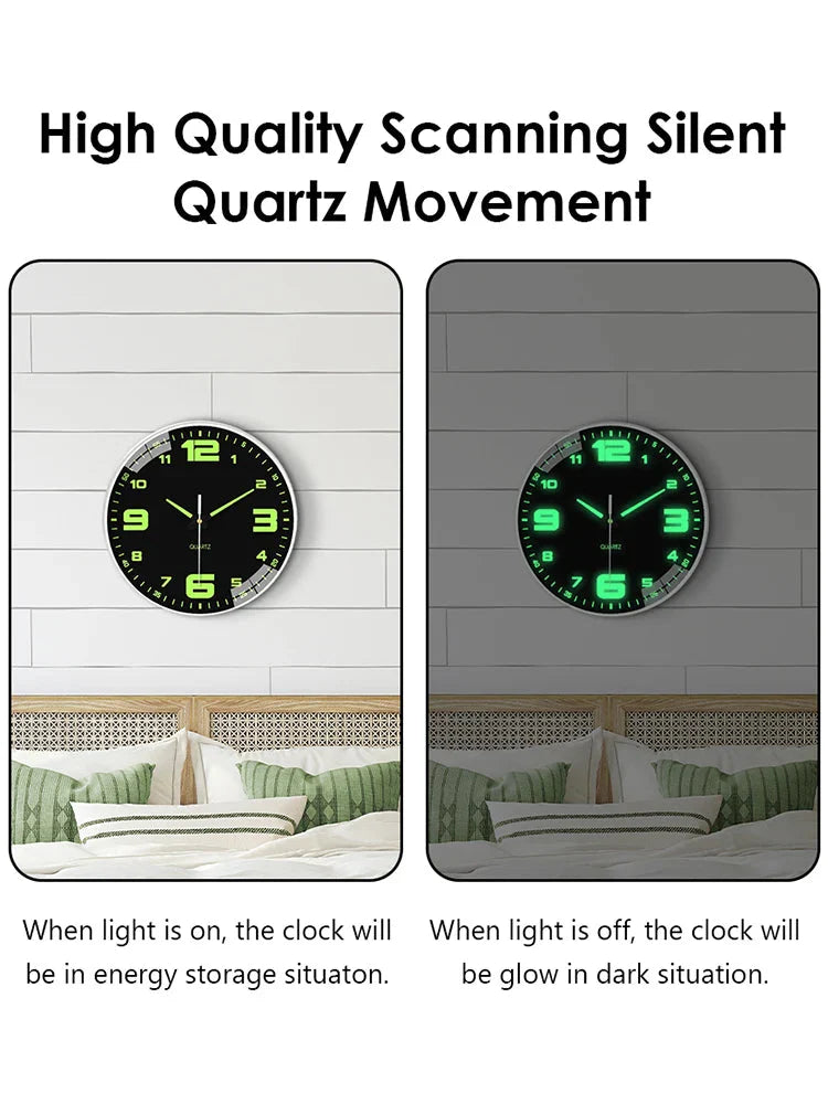 Glow In The Dark Luminous Numbered Round Clock