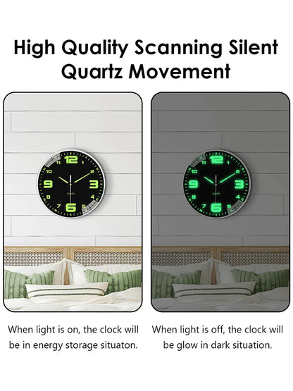 Glow In The Dark Luminous Numbered Round Clock