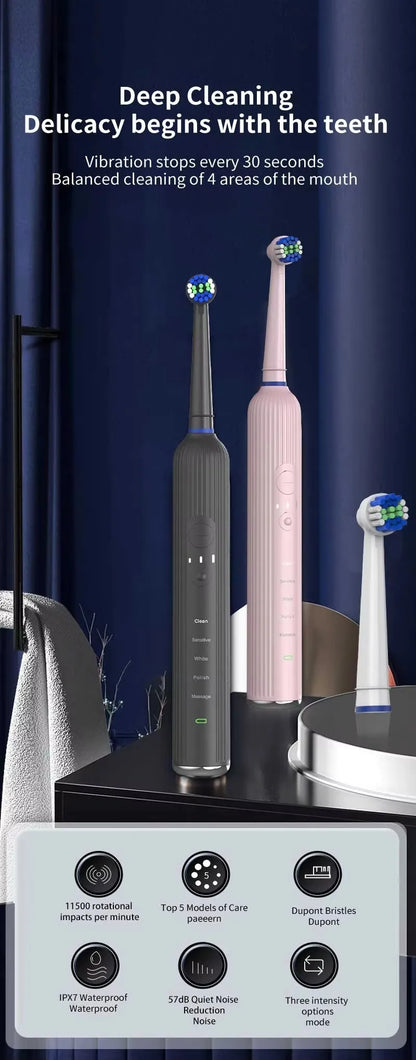 Compatible with Oral B Sonic Electric Toothbrush Smart Ultrasonic Dental Teeth Whitening Rechargeable Adult Tooth Brush 3 Head