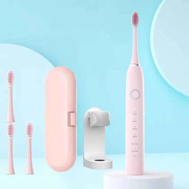 6 Modes Electric Sonic Toothbrush USB Rechargeable for Adults Ultrasonic Tootbrush with 4/8 Replacement Heads Smart Timer IPX7