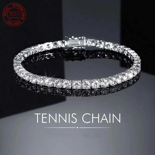 100% Real Moissanite Tennis Bracelet 925 Sterling Silver Plated 18K Gold with GRA Bracelet for Women Man Sparkling Party Jewelry
