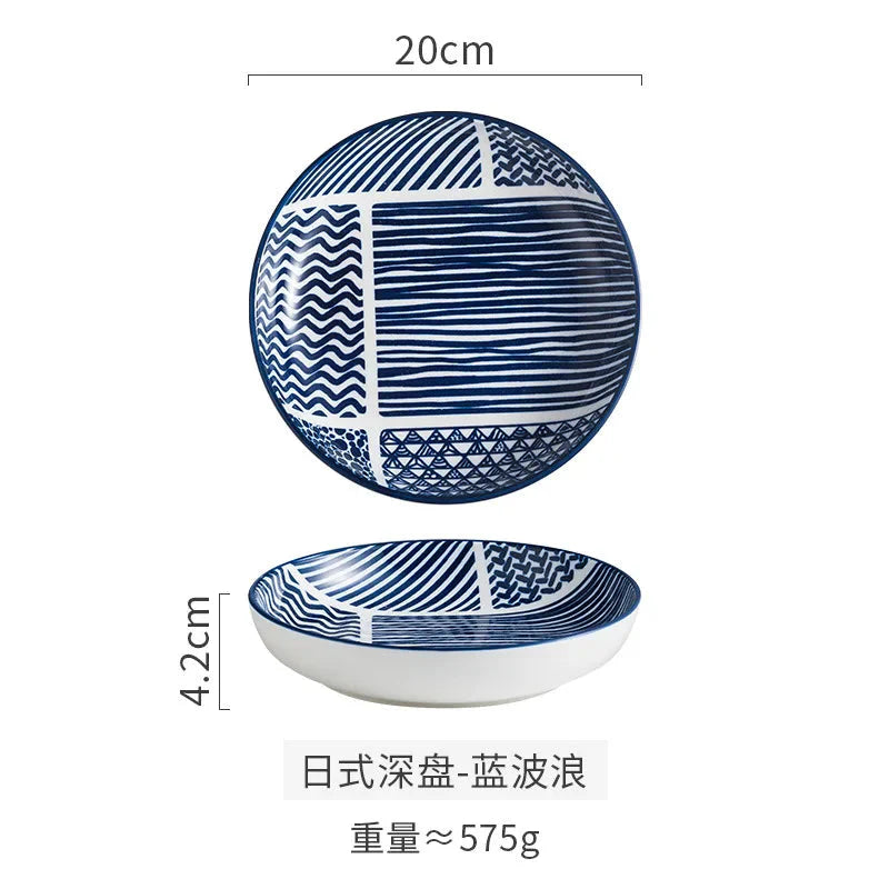 Japanese Ceramic Plate Household Turnip Plate Deep Plates Shallow Plate Turnip Dish Restaurant Hotel Creative Tableware Cooking