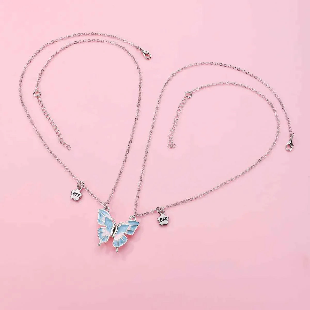 Best Friends Pendant Necklace For Woman Girls Magnetism Sequin Couple Crystal Chain Choke BFF Friendship Forever Jewelry Gift