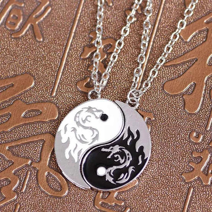 Style For Best Friends Women Fashion Jewelry Lovers Men Couple Necklace Yin Yang Necklace Clavicle chain Gossip Dragon Pendant