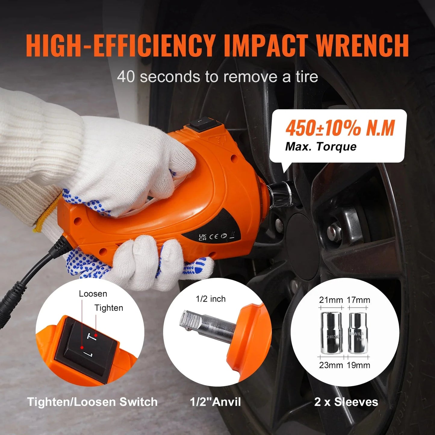SucceBuy 5T Electric Car Jack Hydraulic Jack with Electric Impact Wrench Built-in Inflatable Pump, LED Light for SUV Sedan Truck