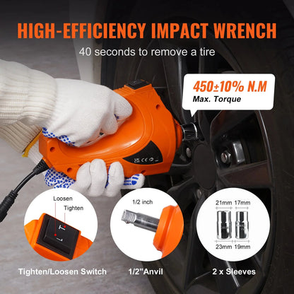 SucceBuy 5T Electric Car Jack Hydraulic Jack with Electric Impact Wrench Built-in Inflatable Pump, LED Light for SUV Sedan Truck
