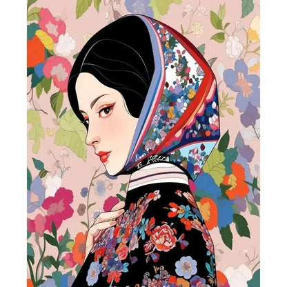 Paint By Number Woman Drawing on Canvas HandPainted Art Gift DIY Pictures By Number Flower Girl Kits Home Decoration