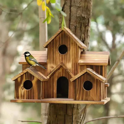 20*15cm Bird Houses For Outside Wooden Hummingbird Nest Bird Feeder Outdoor Birdhouse With 6 Rooms For Garden Courtyard Decor